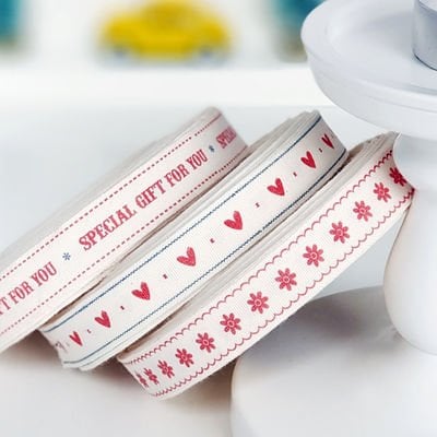 Kalp Desenli Pamuk Şerit