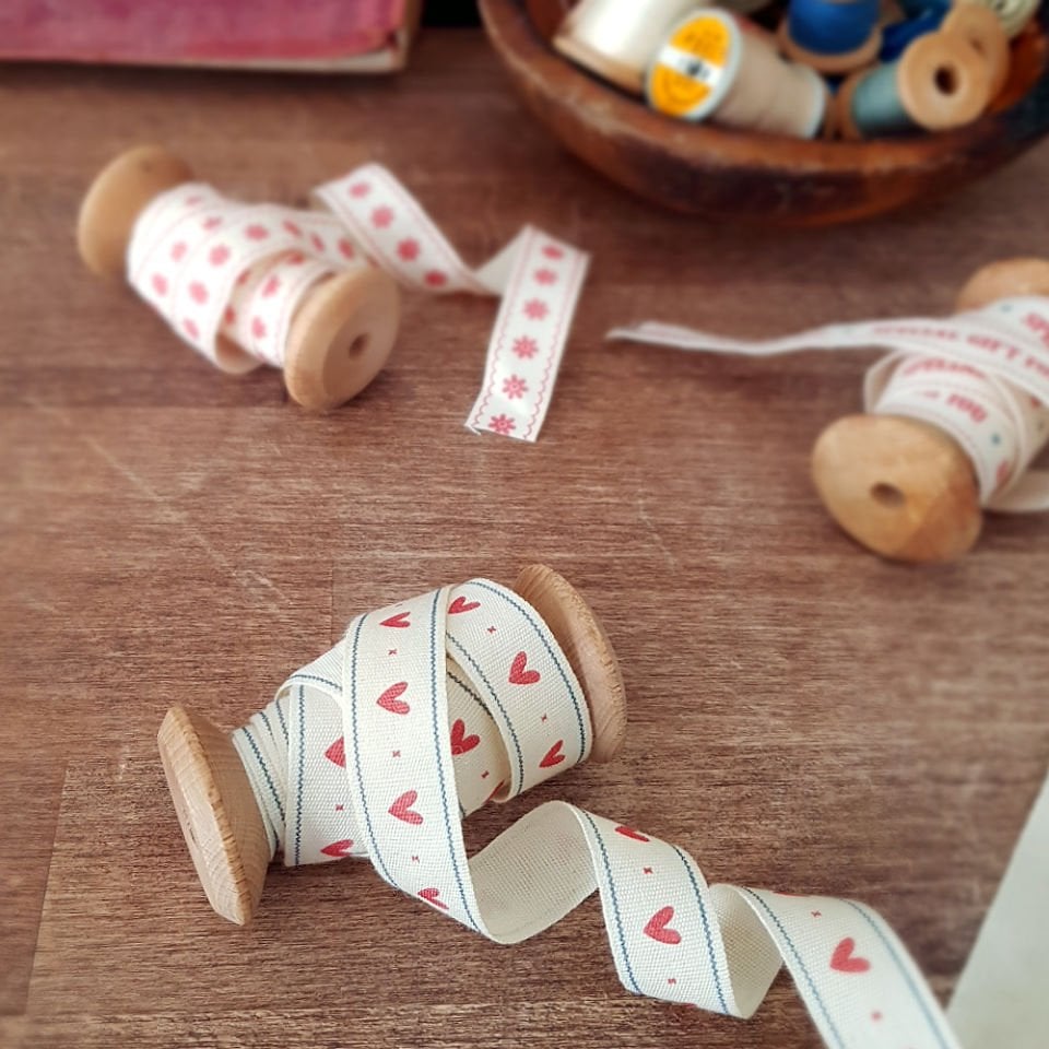 Kalp Desenli Pamuk Şerit