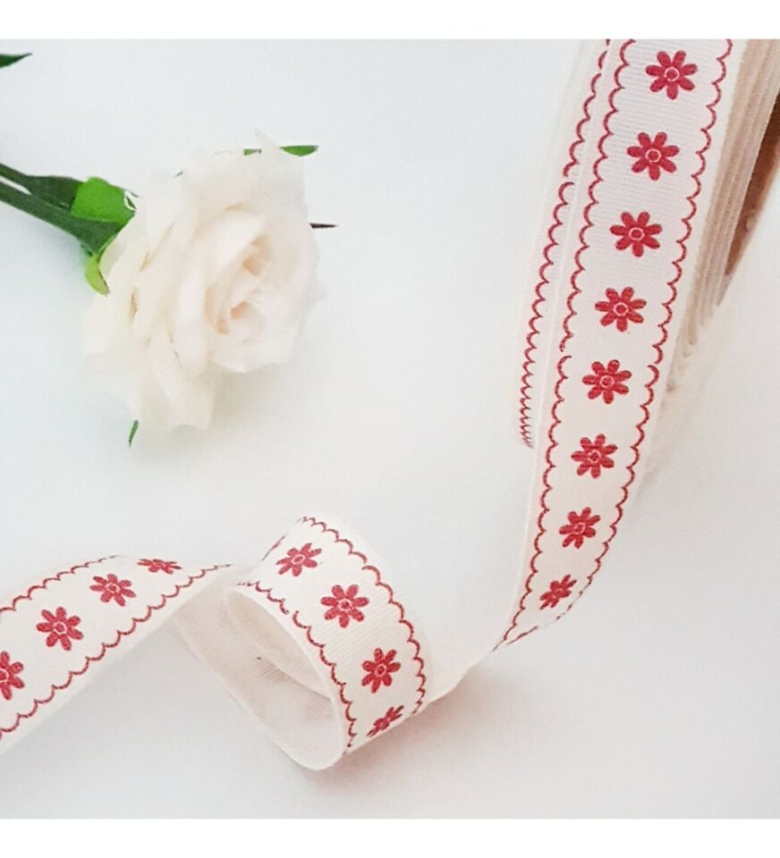 Çiçek Desenli Pamuk Şerit