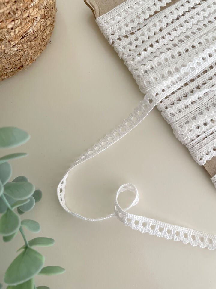 Pamuklu Dantel Şerit / Beyaz