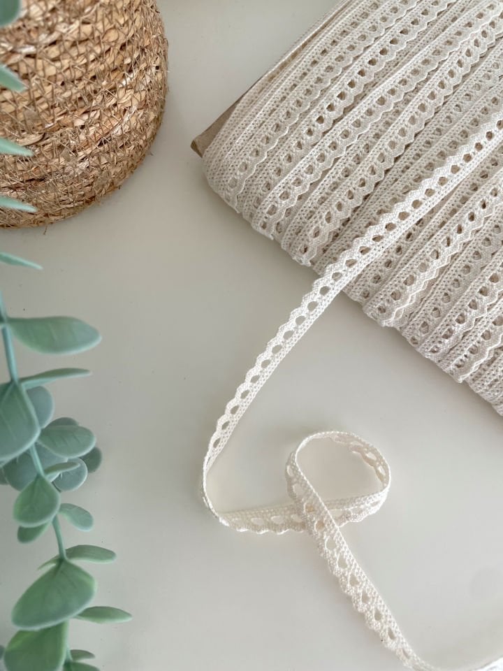Pamuklu Dantel Şerit / Krem