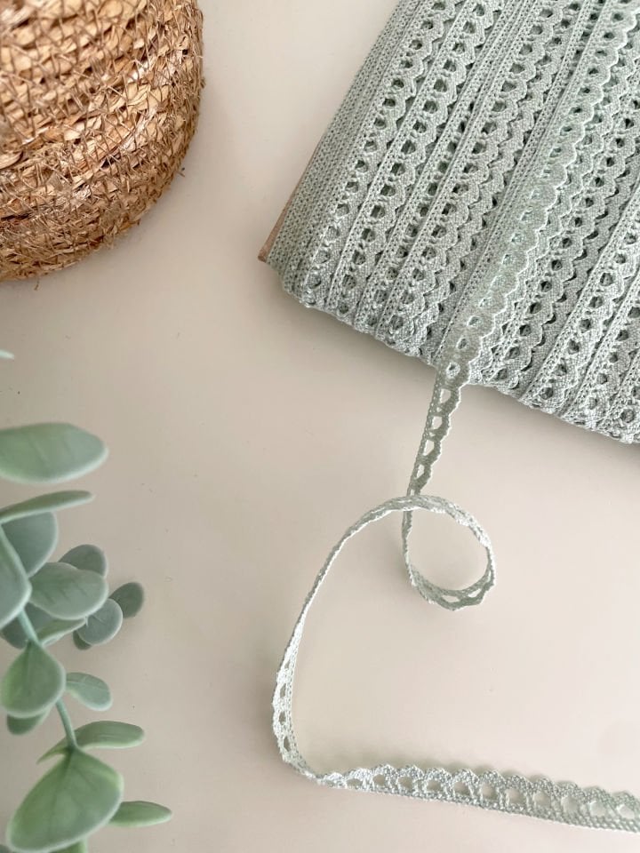 Pamuklu Dantel Şerit / Mint