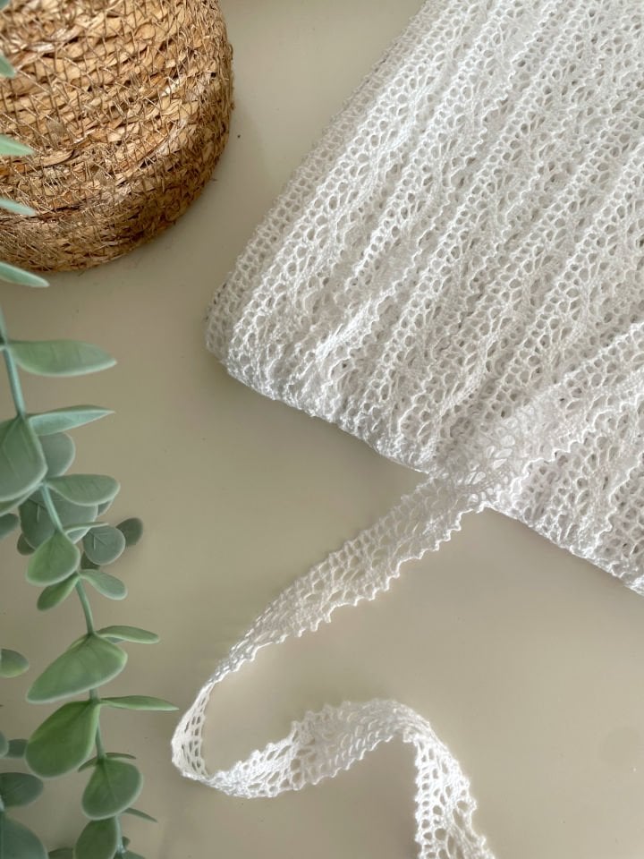 Pamuklu Dantel Şerit (Beyaz)