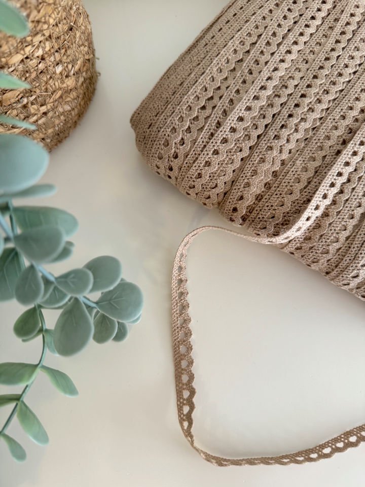 Pamuklu Dantel Şerit / Açık Kahverengi