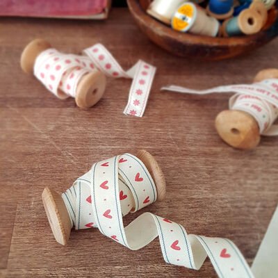 Kalp Desenli Pamuk Şerit (20mt)