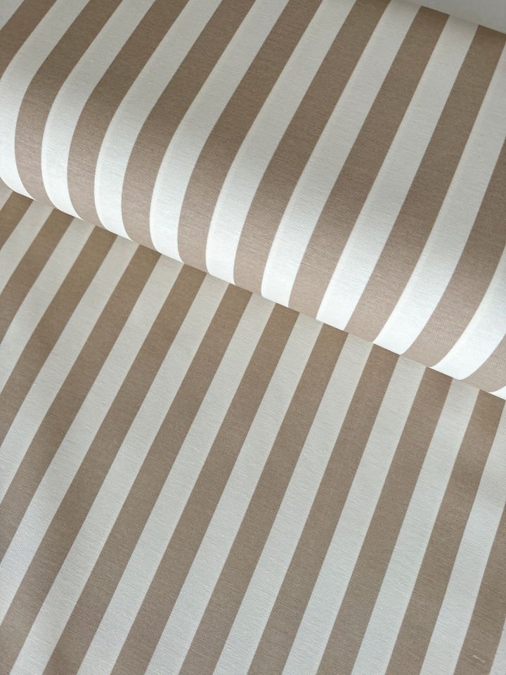 Bej Çizgiler Duck Kumaş (Yarım Metre)