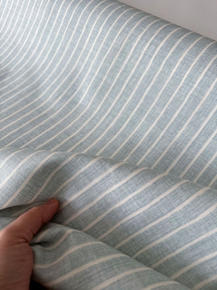 Buz Mavi Çizgiler Pamuk Keten (Yarım Metre)