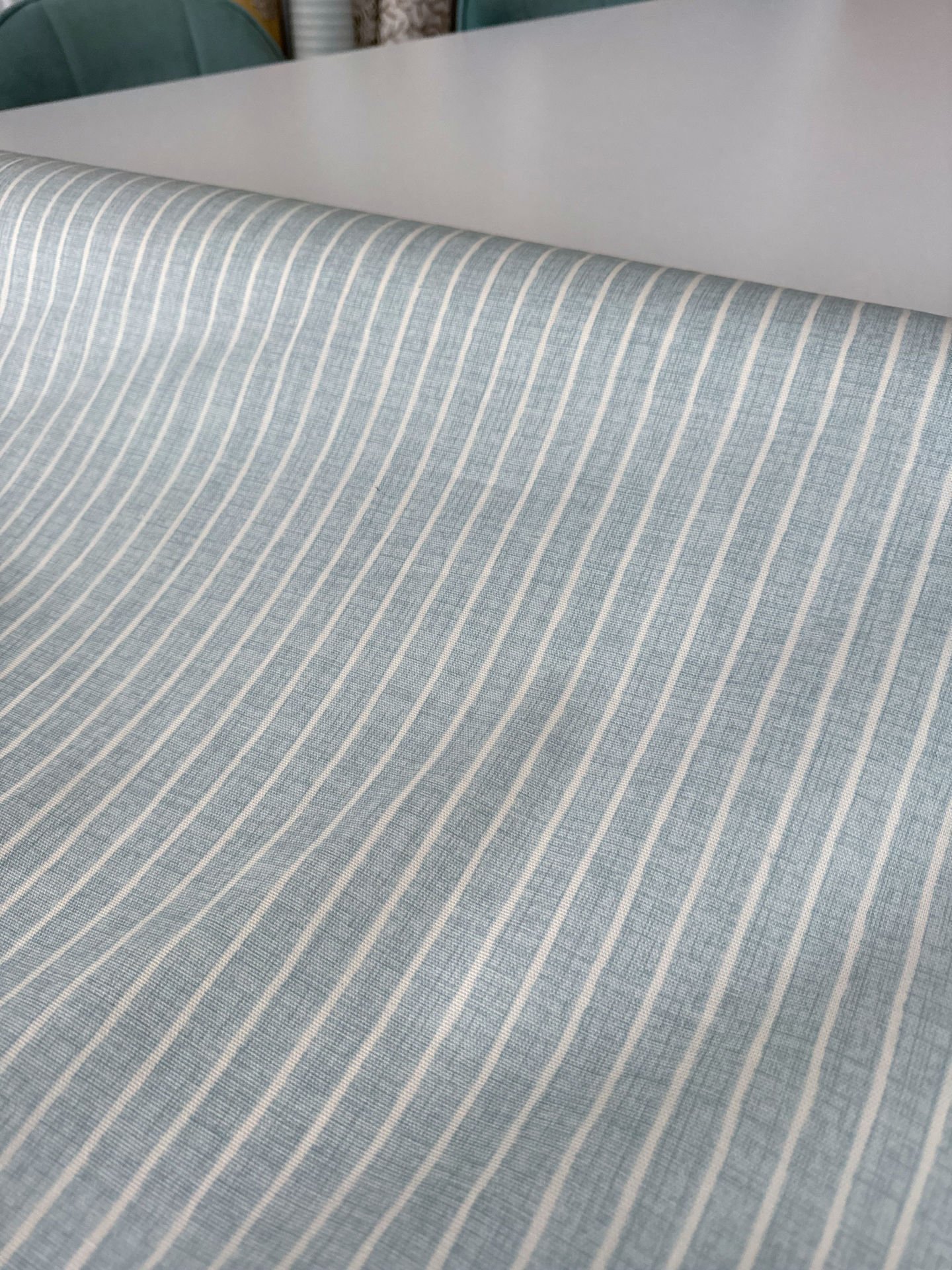 Buz Mavi Çizgiler Pamuk Keten (Yarım Metre)
