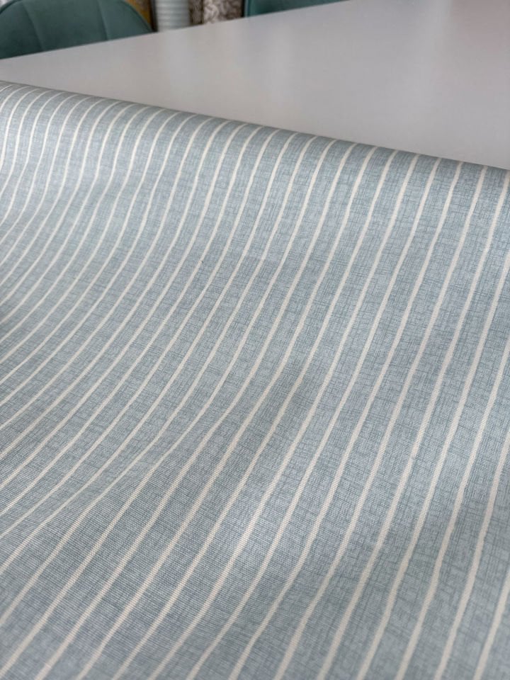 Buz Mavi Çizgiler Pamuk Keten (Yarım Metre)