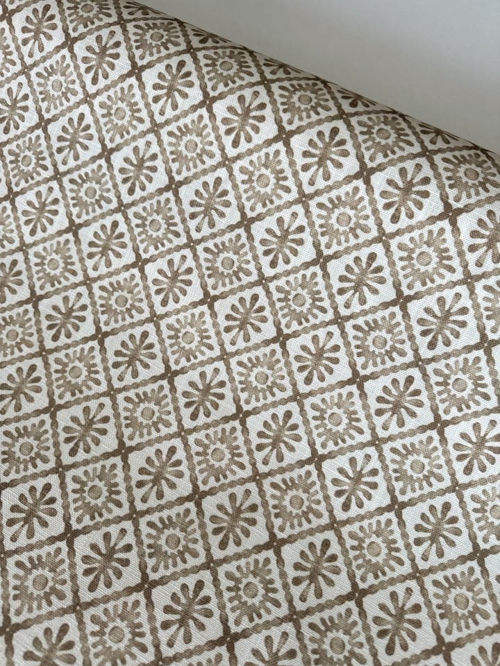 Bej Damask Pamuk Keten (Yarım Metre)