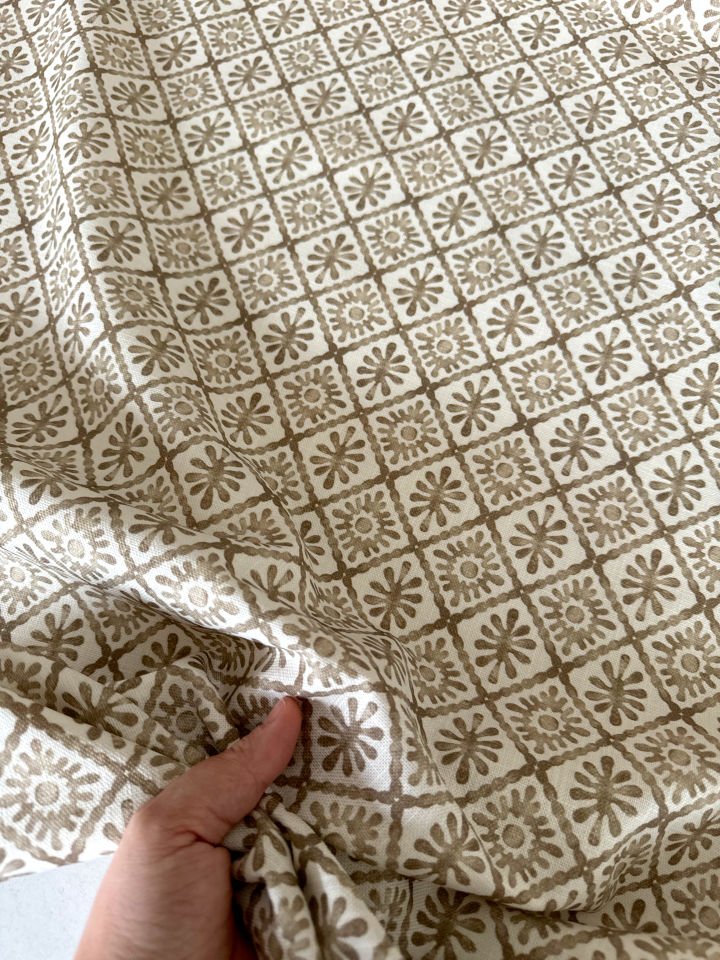 Bej Damask Pamuk Keten (Yarım Metre)