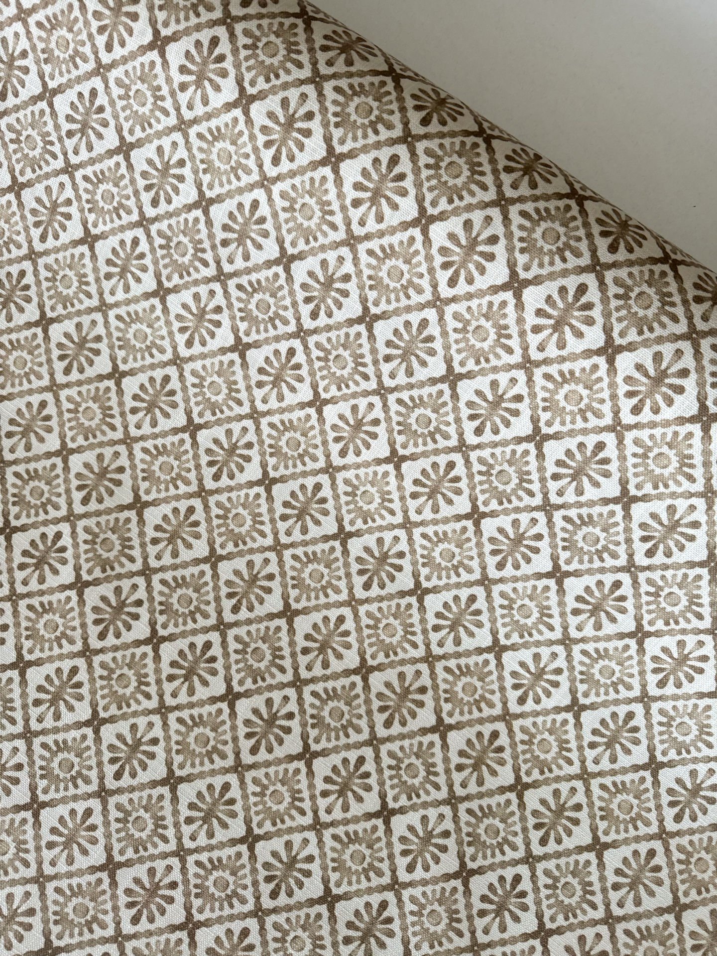 Bej Damask Pamuk Keten (Yarım Metre)