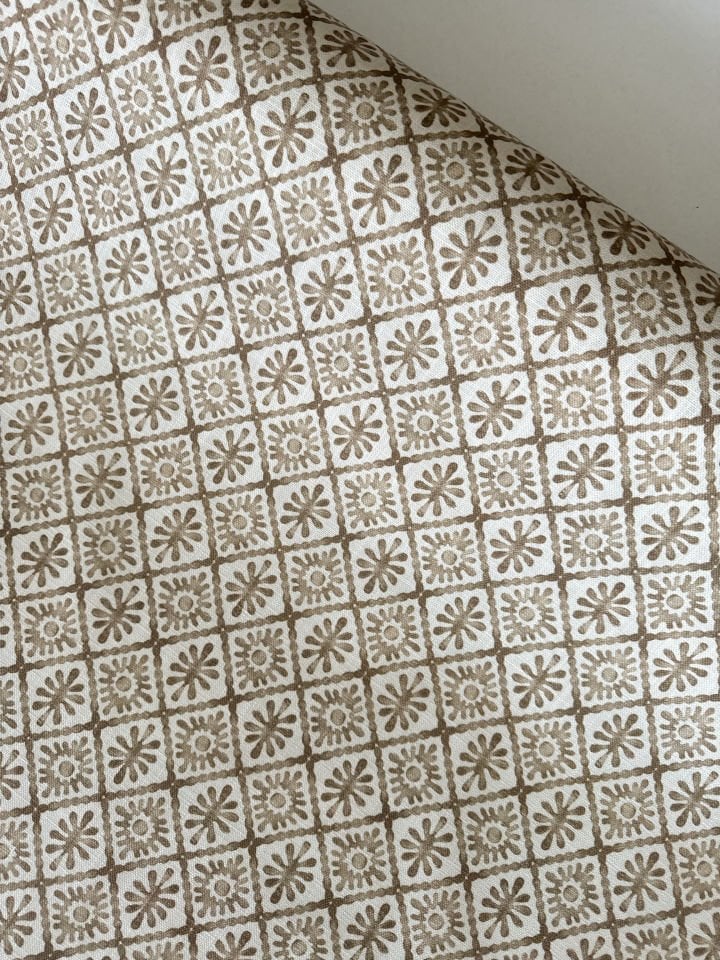 Bej Damask Pamuk Keten (Yarım Metre)