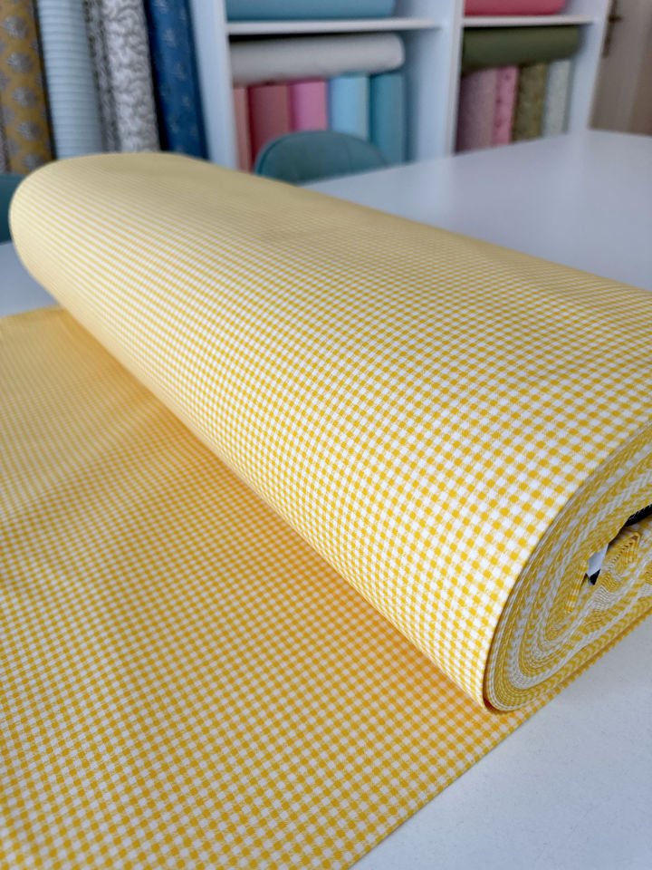 Sarı Pötikare Poplin Kumaş (Yarım Metre)