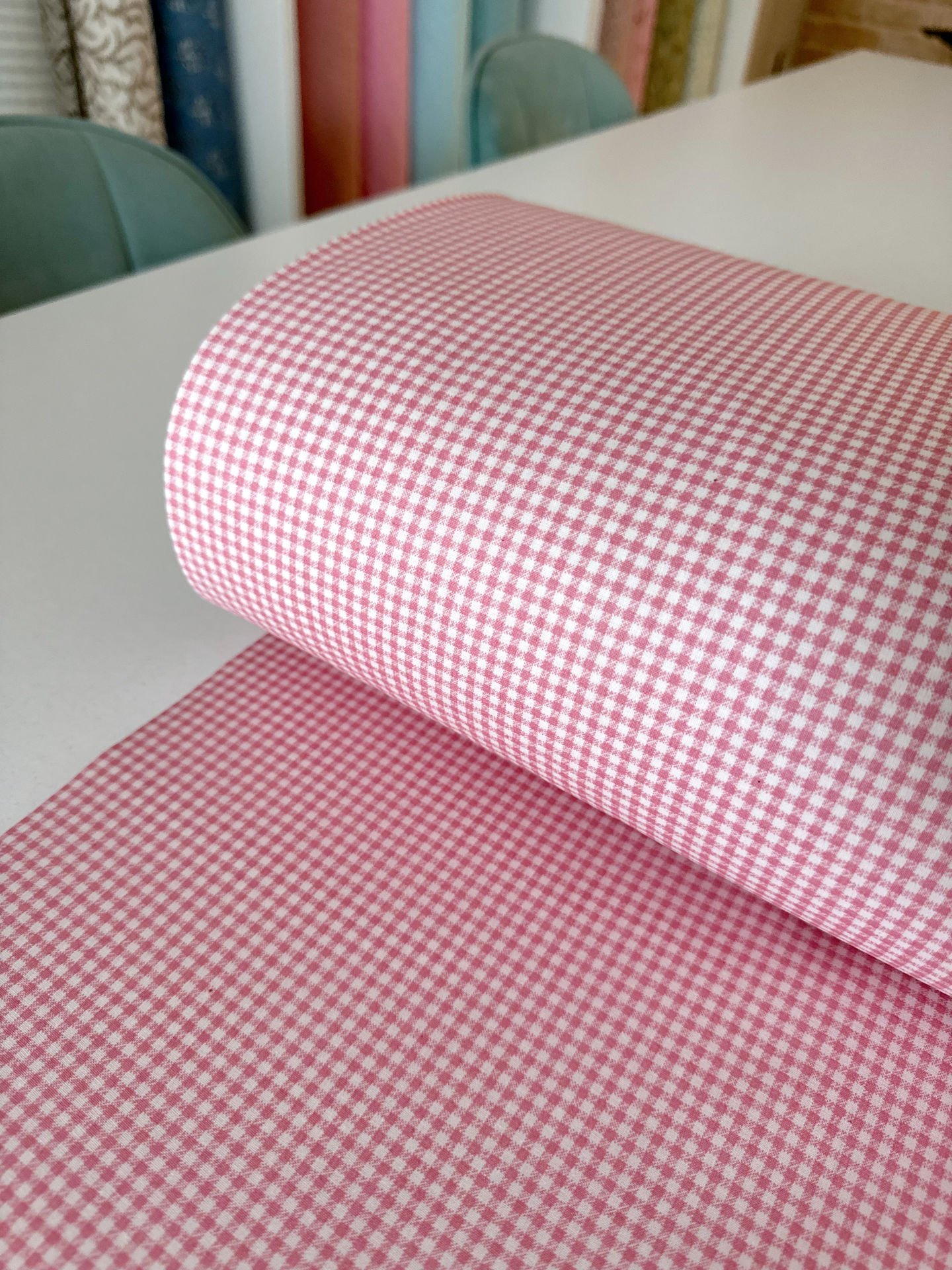 Pembe Pötikare Poplin Kumaş (Yarım Metre)