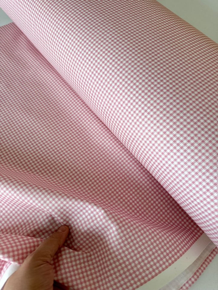 Pembe Pötikare Poplin Kumaş (Yarım Metre)