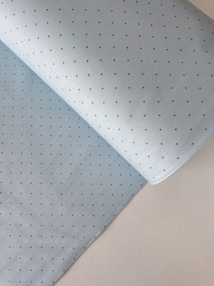 Minik Puantiye Mavi Poplin Kumaş (Yarım Metre)