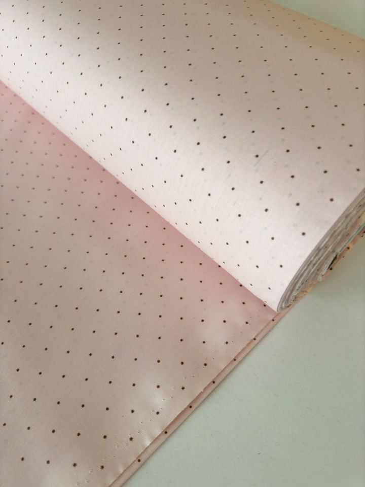 Minik Puantiye Pudra Pembe Poplin Kumaş (Yarım Metre)