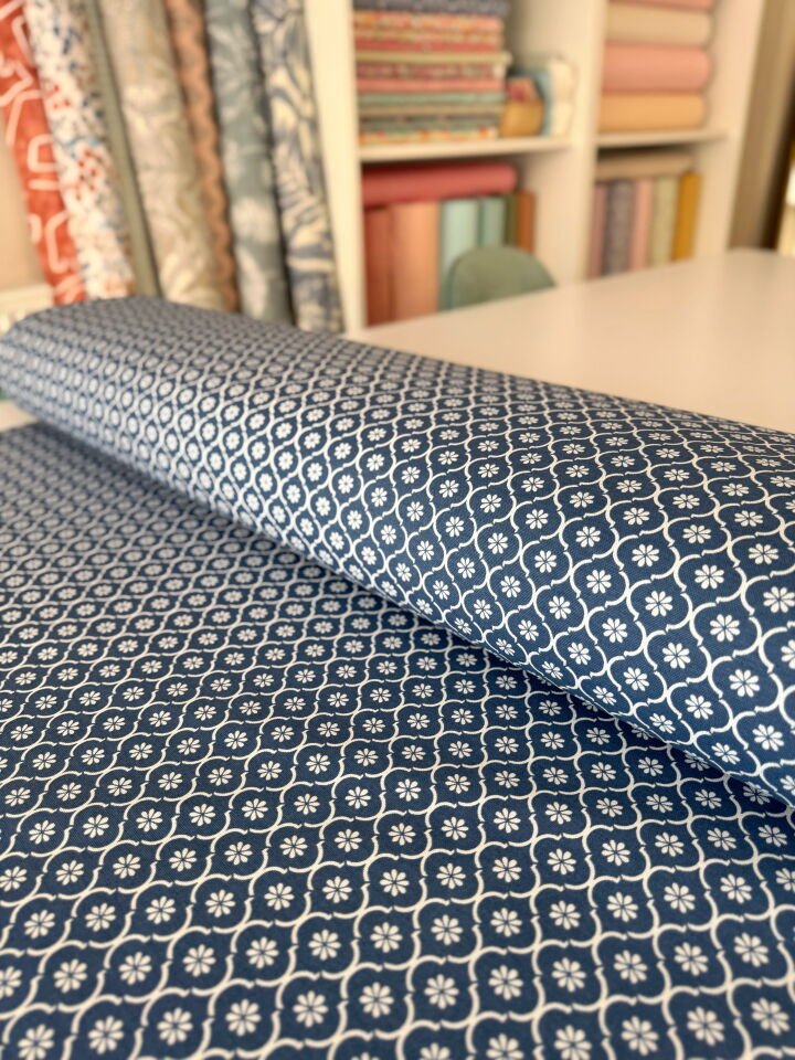 Damask İndigo Duck Kumaş (Yarım Metre)