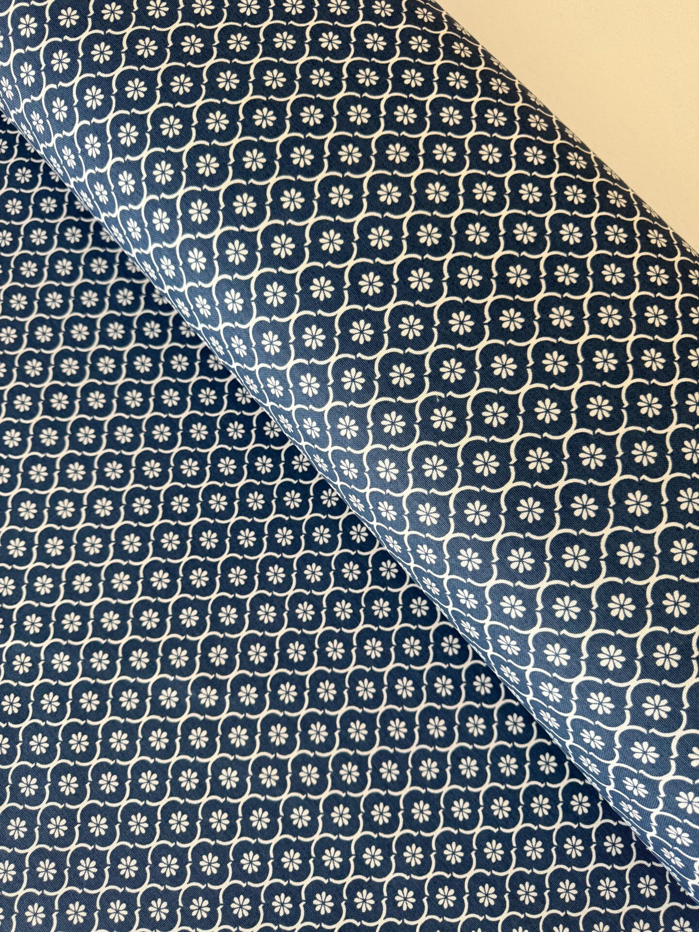 Damask İndigo Duck Kumaş (Yarım Metre)