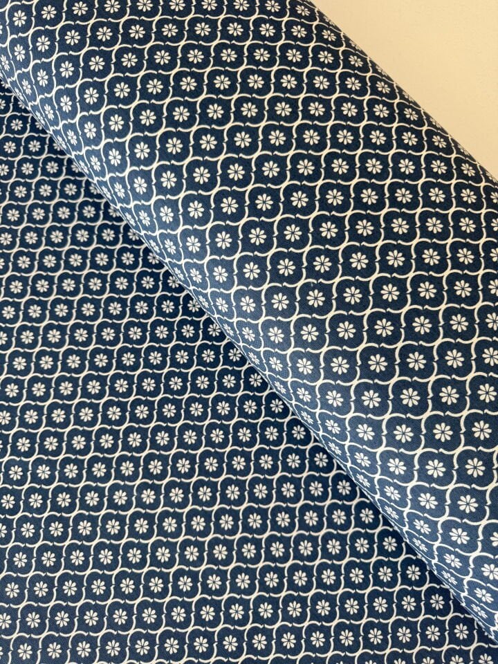 Damask İndigo Duck Kumaş (Yarım Metre)