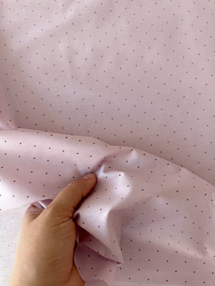 Lila Puantiye Poplin Kumaş (Yarım Metre)