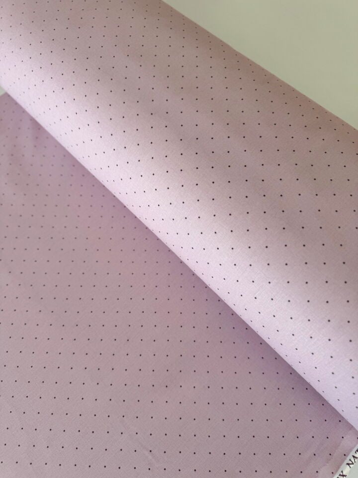 Lila Puantiye Poplin Kumaş (Yarım Metre)