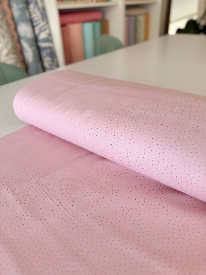 Mini Puantiye Pembe Poplin Kumaş (Yarım Metre)
