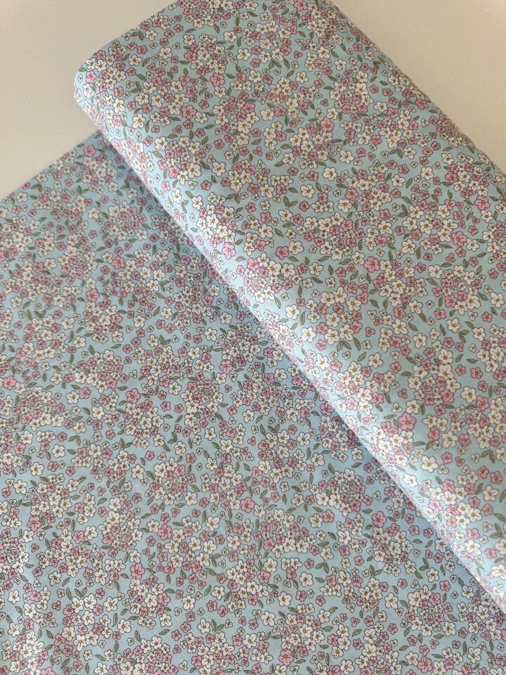 Çıtı Pıtı Mavi Poplin Kumaş (Yarım Metre)