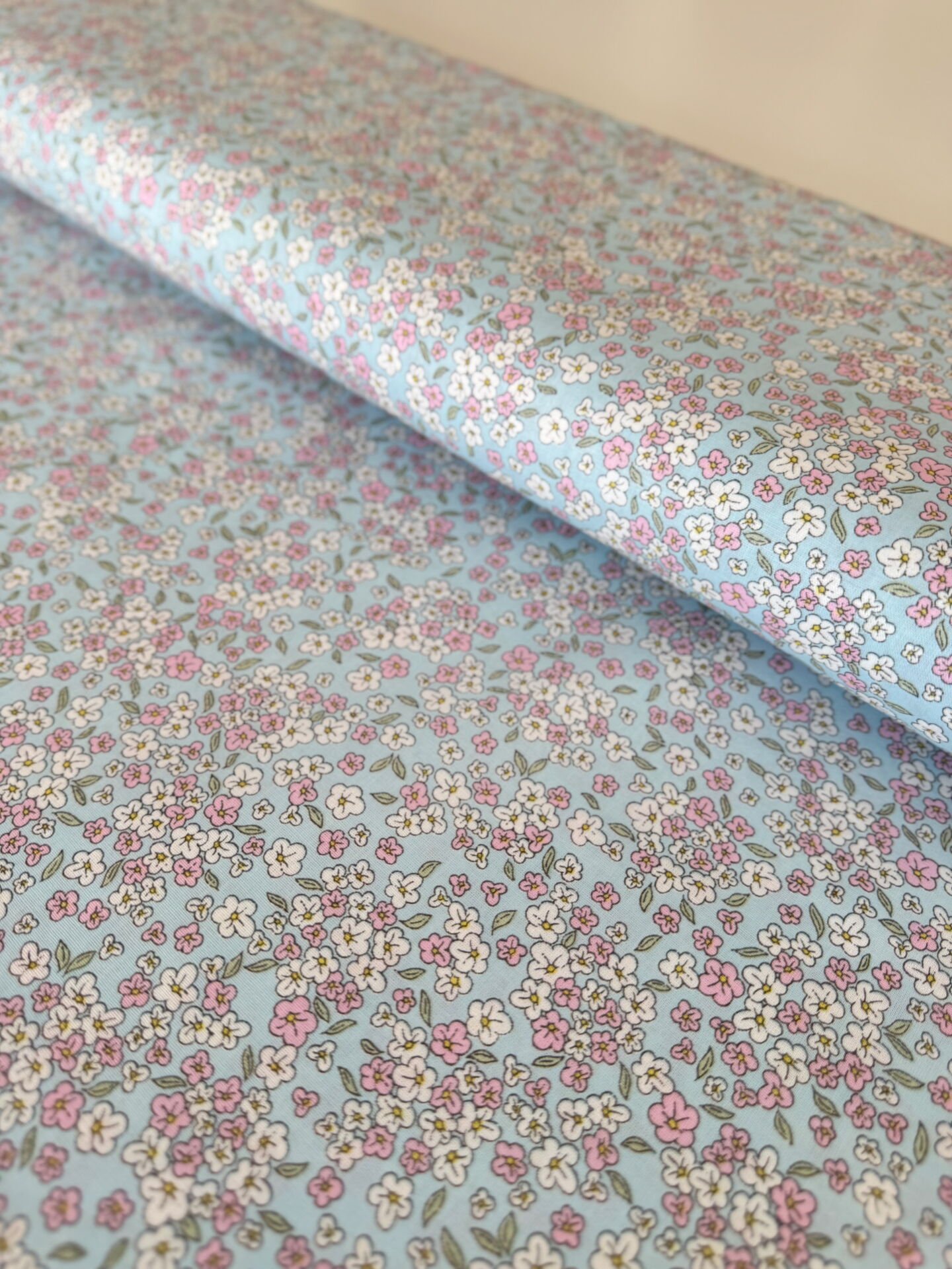 Çıtı Pıtı Mavi Poplin Kumaş (Yarım Metre)