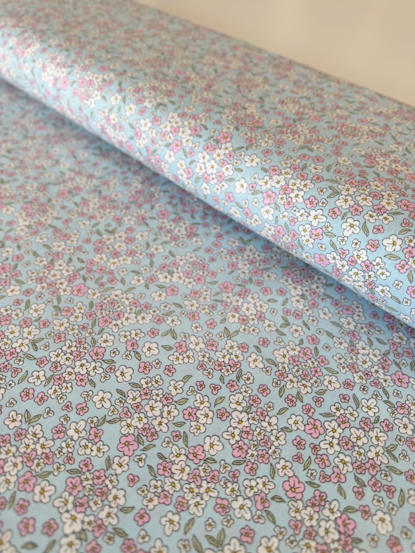 Çıtı Pıtı Mavi Poplin Kumaş (Yarım Metre)