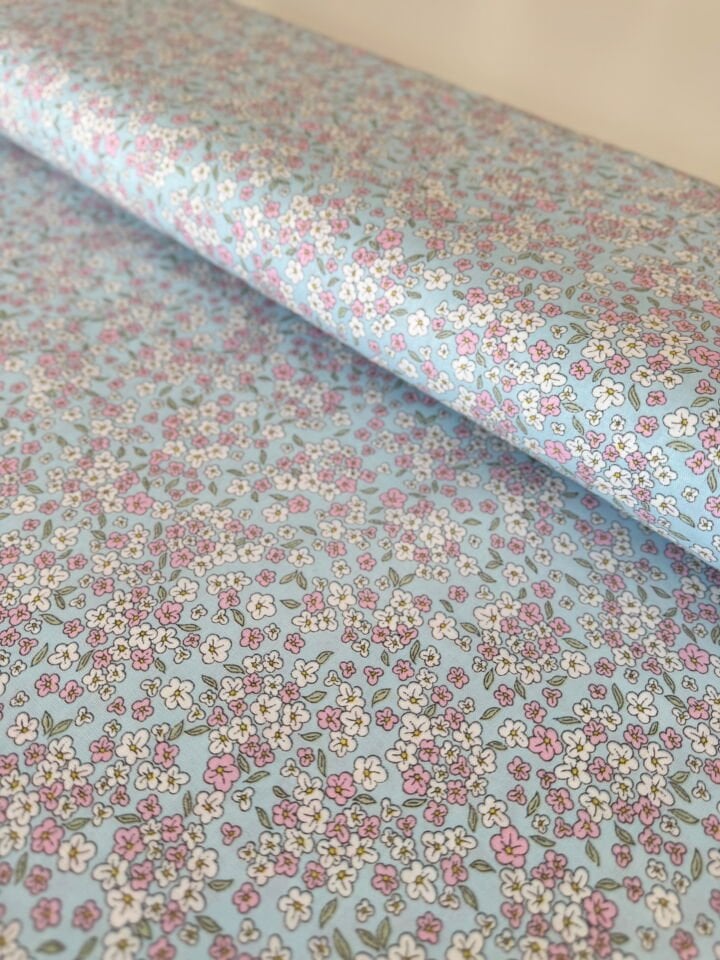 Çıtı Pıtı Mavi Poplin Kumaş (Yarım Metre)