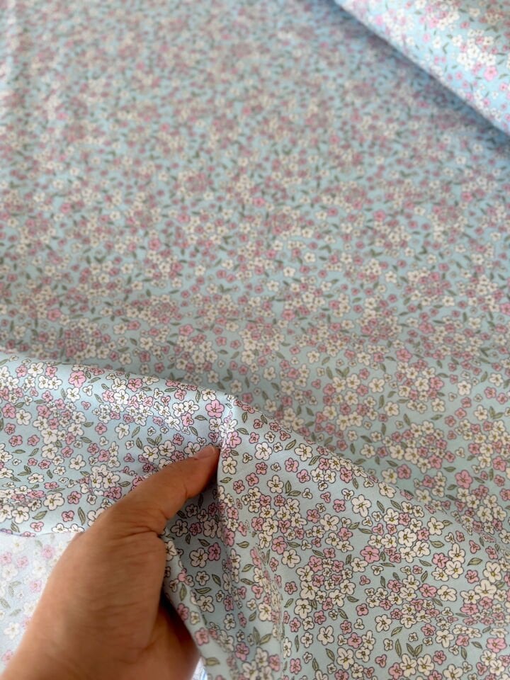 Çıtı Pıtı Mavi Poplin Kumaş (Yarım Metre)