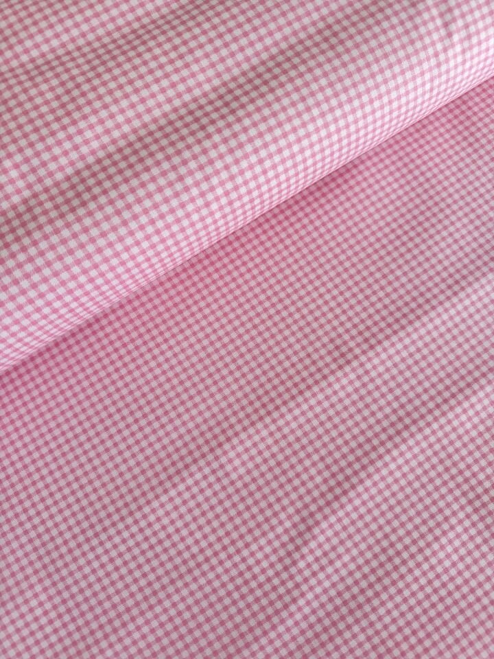 Pembe Pötikare Poplin Kumaş (Yarım Metre)