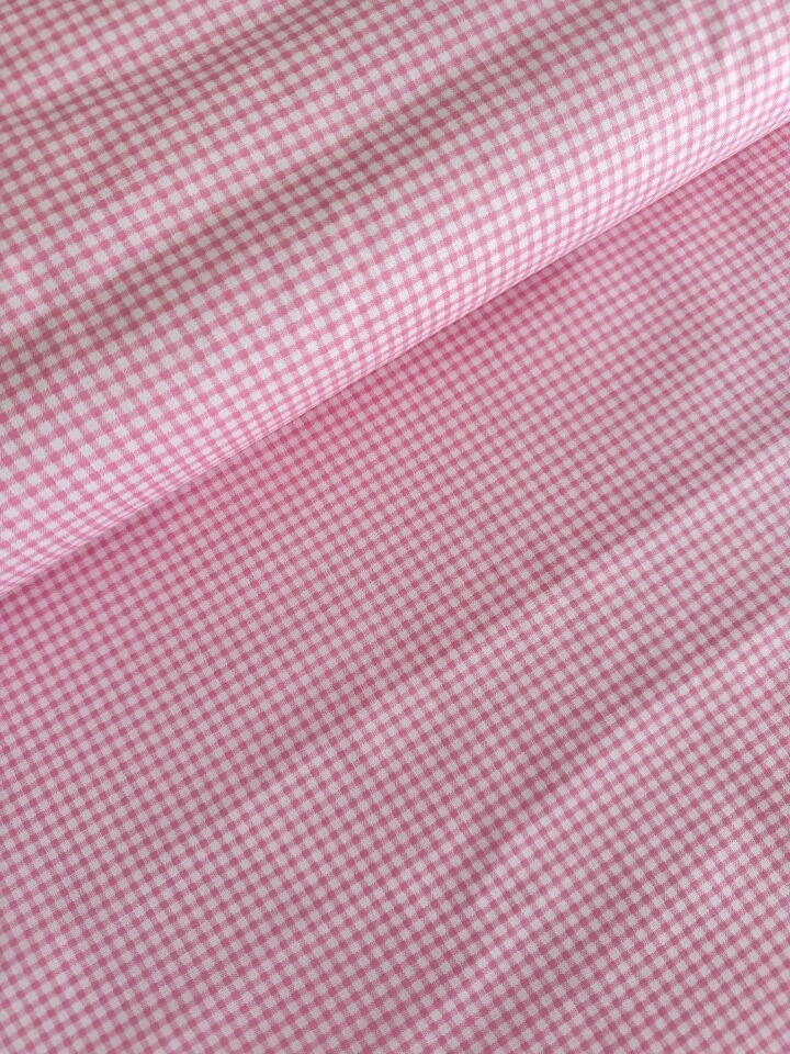 Pembe Pötikare Poplin Kumaş (Yarım Metre)