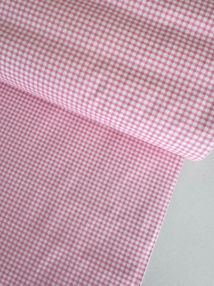 Pembe Pötikare Poplin Kumaş (Yarım Metre)