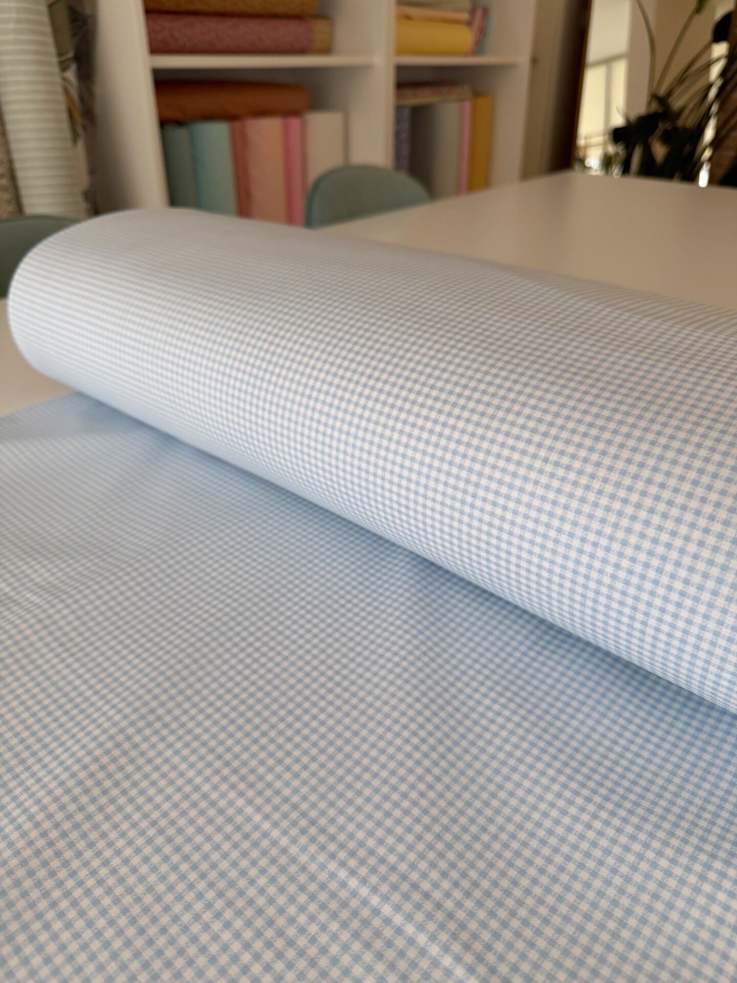 Bebe Mavi Pötikare Poplin Kumaş (Yarım Metre)