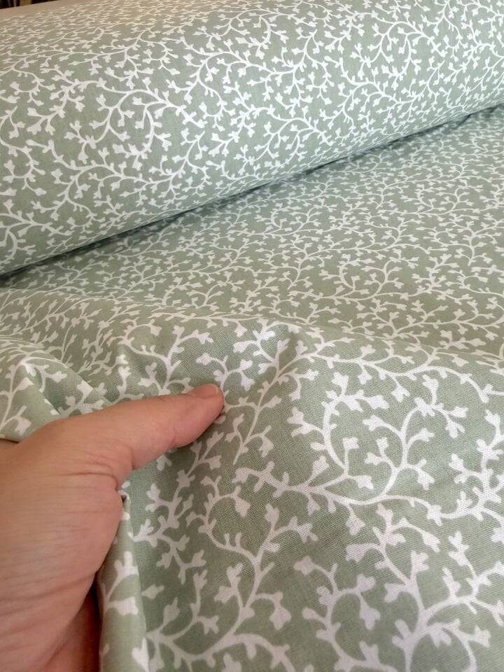 Sarmaşık Su Yeşili Poplin Kumaş (Yarım Metre)