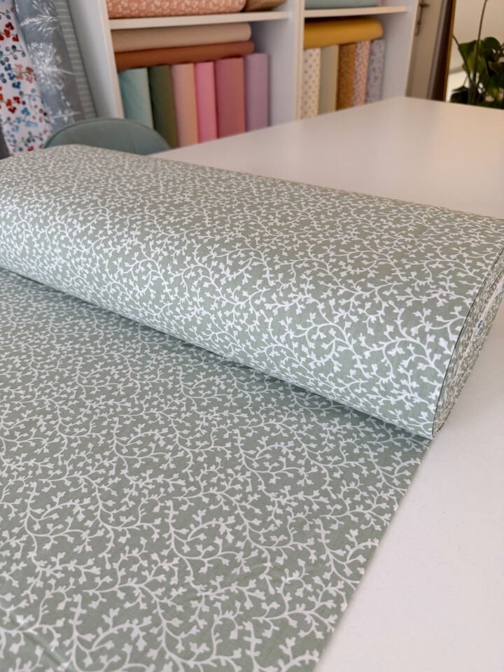 Sarmaşık Su Yeşili Poplin Kumaş (Yarım Metre)