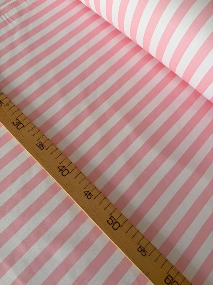 Pembe Çizgiler Poplin Kumaş (Yarım Metre)